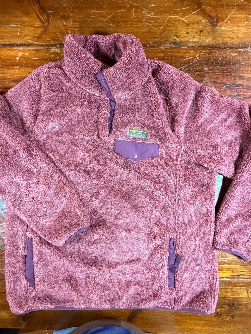 L.L. Bean Women XL Hi Pile Fleece Pullover Mauve Pink Gorpcore Outdoors